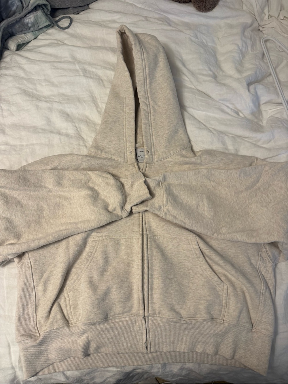 Aritzia SweatFleece Boyfriend Fit Hoodie in Light Beige